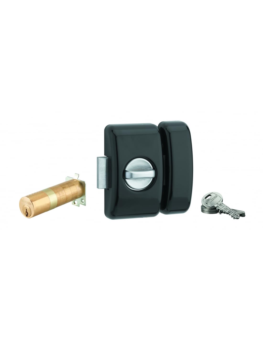 THIRARD - Cerradura con Botón Universal Ajustable - Cilindro Latón 35-80 mm - Acero Negro - 3 Llaves - Seguridad Doméstica - Puerta de Entrada - Botón/Cilindro - Negro