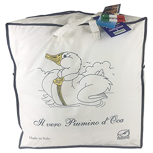 Molina Piumino Matrimoniale 4 Stagioni Mongolia - Peso 500 + 800 gr. - 100% Piumino bianco vergine - Misura 250x200 cm.