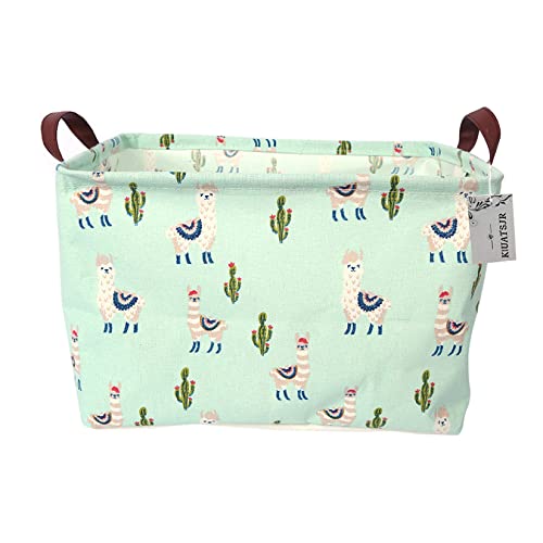 Image of Rectangle Storage Basket Cute Canvas Organizer Bin for Pet /Children Toys, Books, Clothes Perfect for Rooms /Playroom (Alpaca)