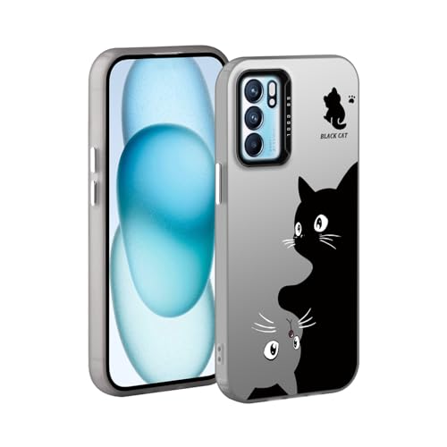 YUXING Cover per Oppo Reno 6 5G / Reno6 5G - Custodia Telefono Cellulare Sottile Antiurto Motivo Artistico Moda Protezione Bumper Slim Case (Cat)