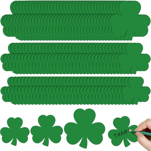 Geyee 108 Pcs Shamrock Cutouts St. Patrick's Day Decorations Green Irish Clover Shape Die Cuts for St. Patrick's Day Bulletin Board Classroom Irish Party Decor (6.7inch,5.1inch,4inch,Single Color)