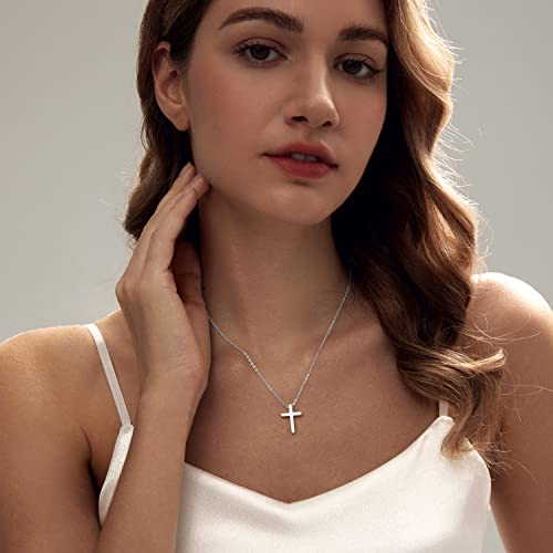 Zeffy Cross Necklace for Women, 18k Gold/Silver Plated Tiny Cross Pendant Necklace Simple Layered Cross Necklaces Gold Jewelry for Women4