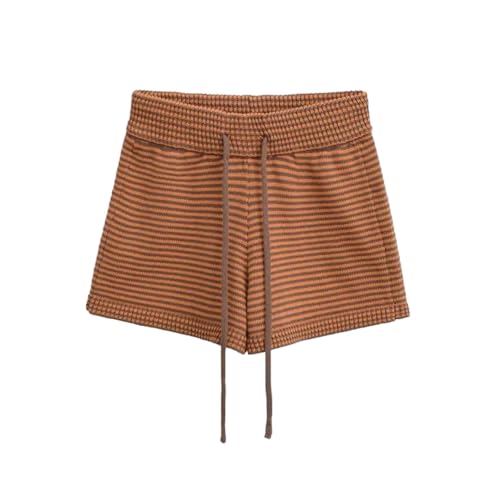 Short en tricot rayé pour femme avec taille haute élastique