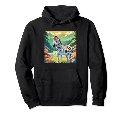 Gráfico de cebra colorido y diseño retro vintage Sudadera con Capucha