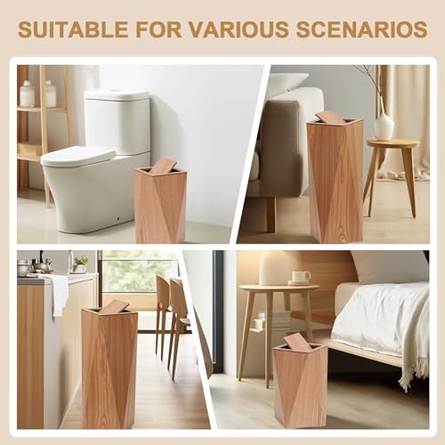 Caneca de basura de madera 22L con tapa y balde interior miniatura 6