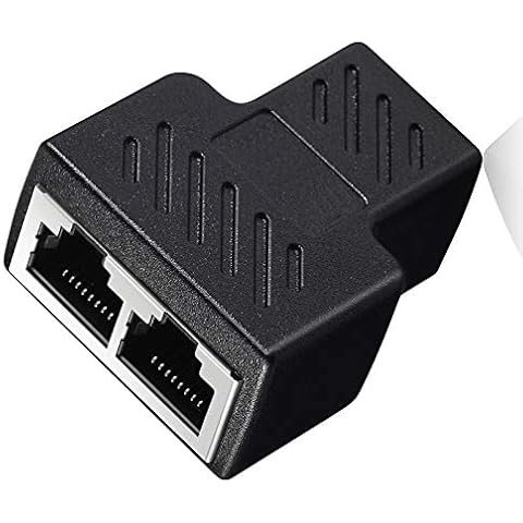 ANRANK RJ45 Splitter Adapter 1 to 2 Dual Female Port CAT7/6/5e/5 LAN Ethernet Converter (Black) Cover
