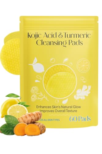 Image of Barebeauty Kojic Acid & Turmeric Cleansing Pads for Face | Brightening Exfoliating Pad for Dark Spots, Glowing Skin & Texture Improvement | Daily Facial Wipes for All Skin Types (60 Pads)
