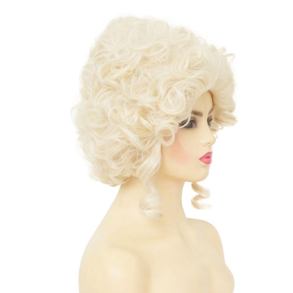 Salaibs Blonde 18th Wigs for Women Beehive Curly Queen Retro Wig Ladies Synthetic Halloween Party Cosplay Costume Hair Wigs - Image 4