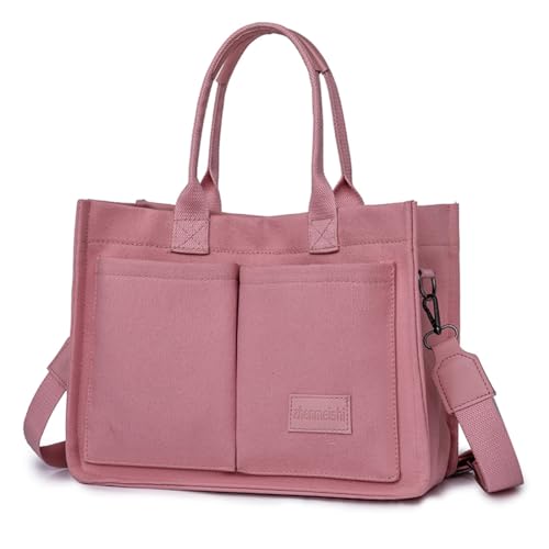 Image of Canvas Tote Bag for Women With Pockets,Crossbody Purses Everything Everyday Hobo Shoulder Bag Handbags for Work Beach Gym