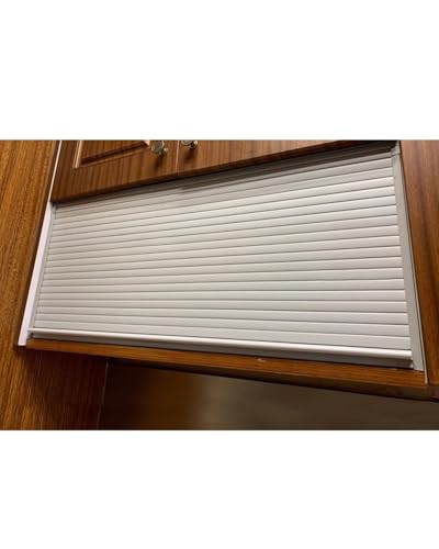 ZIMGOD White Tambour Door Kitchen Cabinet Kit, Roll up Sliding Door for Wardrobe Cupboard Buffet, Customizable Folding Sliding Gate with Track System(50x40cm (20x16in))