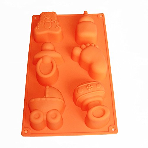 X-Haibei Baby Carriages Bottle Little Feet Bear Soap Mold Making Supplies Chocolate Cake Pan Silicone Shower Favor, Color May Vary #TOP4