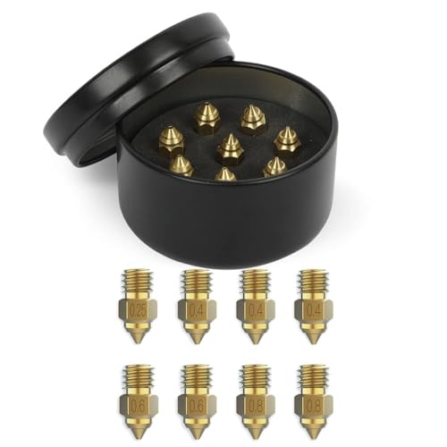 Image of 3 idea Imagine Create Print Creality 8PCS 3D Printer High-end Brass Nozzle Kit,Extruder Nozzles 0.25mm, 0.4mm, 0.6mm, 0.8mm for Ender 3 /Ender 3 Pro /Ender-3 V2 /Ender 3 Max /Ender 5 Plus