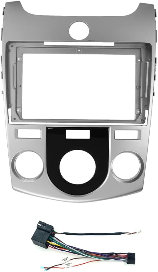 Fits for KIA Forte Cerato 2008-2013 Manual AC Silver Car Radio Stereo Fascia Frame Double DIN 9 inch Dash Installation Mounting Kit