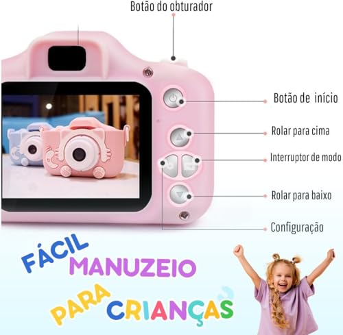 Câmera Digital Infantil Portátil 20MP 1080P HD Câmera de Vídeo Filmadora Câmera Selfie recarregável