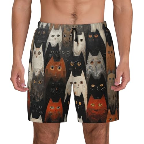 Bañador transpirable de hombre con estampado de gato que evita rozaduras