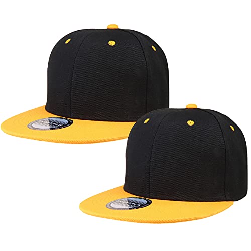 Image of Classic Snapback Hat Cap Hip Hop Style Flat Bill Blank Solid Color Adjustable Size