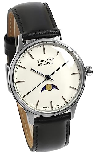 [ザ・スタック] The STAC 日本製 国産 腕時計 ウォッチ 36mm アンティーク レトロ メンズ レディース ユニセックス ムーンフェイズ バー×ホワイトブラック ST-MF001