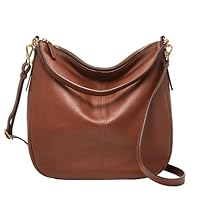 Fossil Women's Jolie Leather Hobo Purse Handbag, Brown