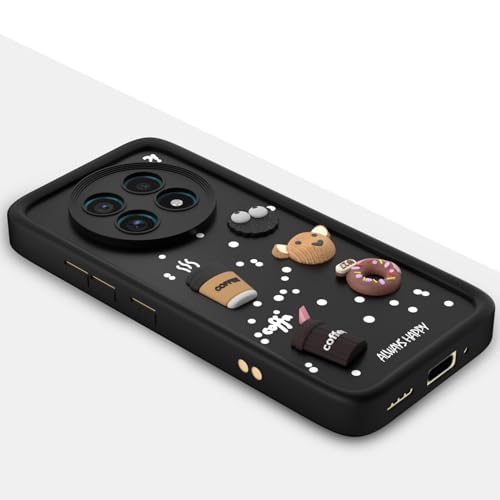 Image of Bintage CASE Cute Fun Taddy| 3D Ball Bear| Donut| Coffee Rubber Case Full Body & Camera Protection Back Cover Compatible for Realme 15 Lite 5G - Black