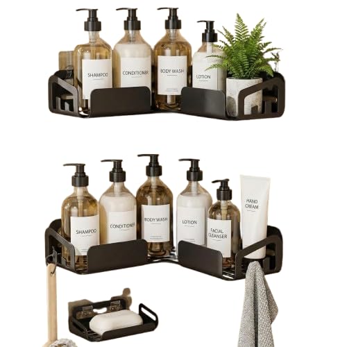 Image of Corner Shelf /Rack for BathroomWithout Drill Wall Metal Self Adhesive Bathroom Shelf /Shelf for Kitchen Corner Rack Wall Mounted Bathroom Fittings /Storage (New disign-3)
