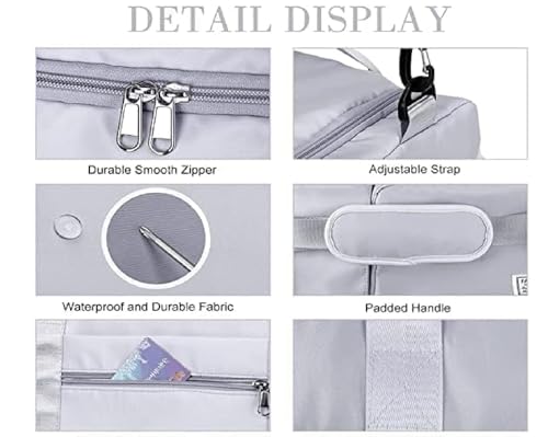 Image of SRZ Samrukzone Nylon Travel Duffle Bag with Wet Pocket & Shoe Compartment, Weekender Overnight Gym Shoulder Bag for Men & Women (44 x 18 x 29 cm (Light Blue)