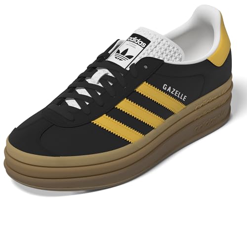 adidas Women's Gazelle Bold Shoes Sneaker, Core Black/Bold Gold/Cloud White, Size 7.5
