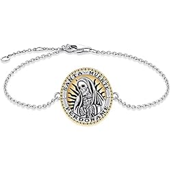 Santa Muerte De Plata Precio ONEFINITY Pulsera de plata de ley 925 con diseño de Papá Noel Muerte, joyería para mujer
