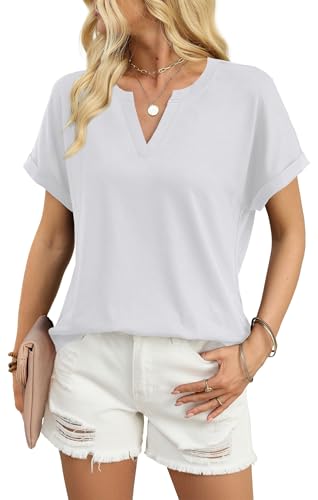 Image of WIHOLL Womens Blouses Spring Tops Short Sleeve Shirts Dressy Casual Summer Vacation Fashion Clothing 2026