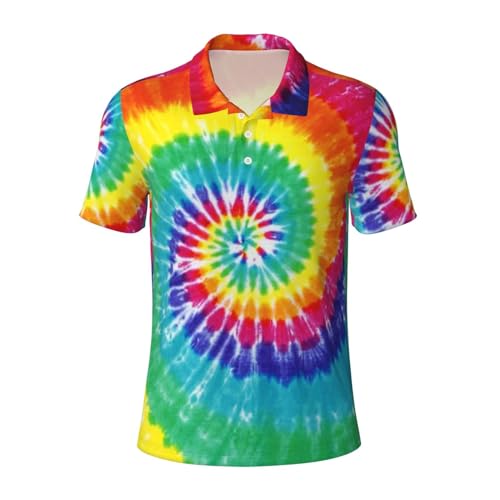 Tie Dye Men's Casual Polo Shirts, Short Sleeve Golf Shirts Fashionable Quick Dry Men's Shirts
