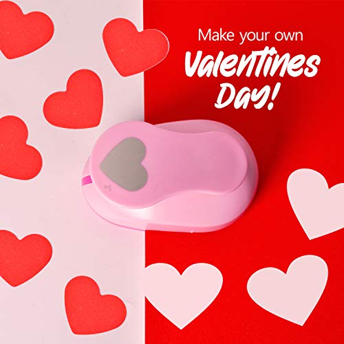Bearboss 5 Pack Heart Punch, Craft Hole Punch Shapes, Pink Paper Puncher, Different Size Of Scrapbooking Punches For Greeting Card Making, Handcraft, Diy Albums Photos, 0.3'' 0.6'' 1'' 1.5'' 2'' Inch #TOP2