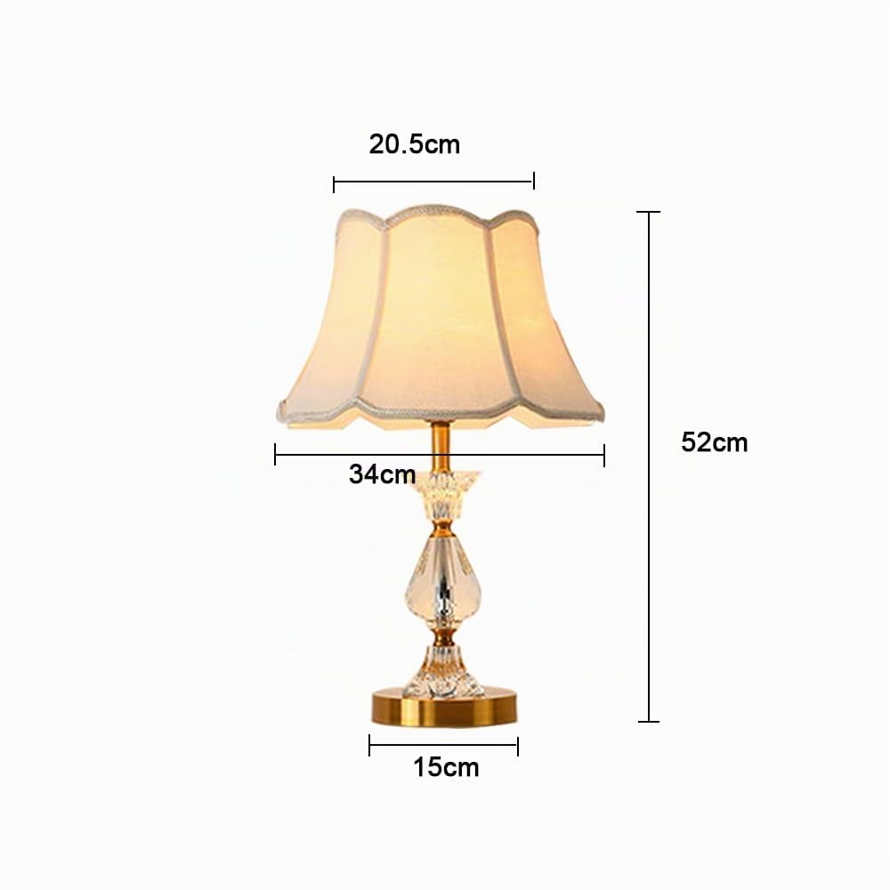Mengjay Lampada da Comodino in Cristallo,Vintage Lampada da Tavolo con Paralume in Tessuto,Lampada da Lettura,Abat-Jour da Comodino E27,Moderna Lampada da Scrivania per Camera da Letto,Soggiorno