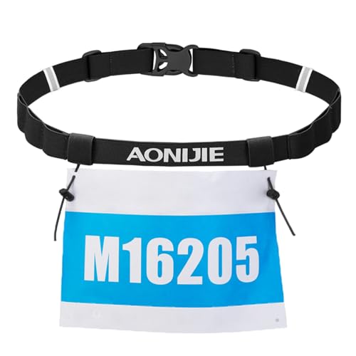 TRIWONDER Race Cinturón para Número de Competición Ajustable para Número Porta Dorsal Maratones Running Triatlon Unisex Adulto (A - Cinturón - Negro)