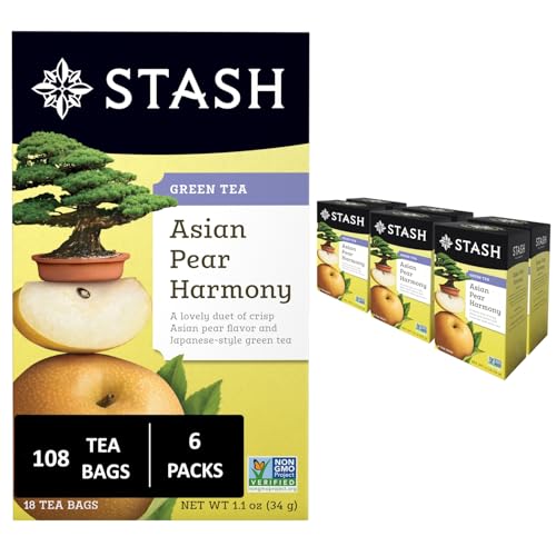 Image of Stash Tea Asian Pear Harmony Green Tea, Kosher, Gluten Free & Non-GMO, 18 Tea Bags (Pack of 6)