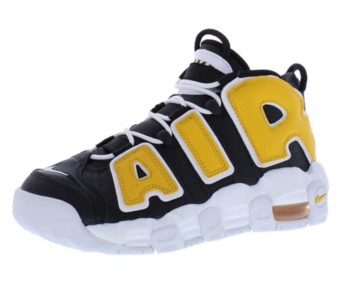 Nike Air More Uptempo Ki PS Boys Shoes Size 5.5, Color: Black/Yellow/White