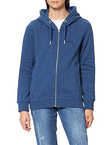 Superdry Womens Vintage Logo Embroidered Zip Hoodie, Slim Fit, Zip Fastening Bright Blue Marl Size 4 #TOP25