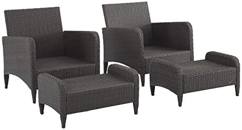 Crosley Furniture Ko70033Br-Bl Kiawah Outdoor Wicker Conversation Set, 4-Piece (2 Arm Chairs & 2 Ottomans), Blue #TOP3