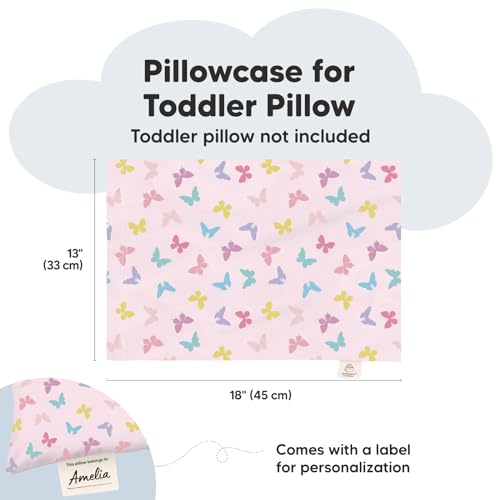 Image of KeaBabies Toddler Pillowcase 13 inchx18 inch - Organic Cotton Toddler Pillowcase for Kids, Boys, Girls, Soft & Durable Cotton Cover for Miniature Sleepy Pillows, Cute Colors, Pillow Sold Separately (Flutter)