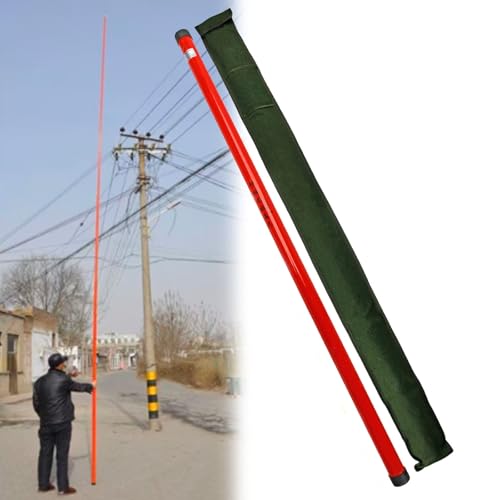 Height Measuring Stick for Linemen, 600cm/19.7ft with Hook & Carrying Bag - Essential Tool for Live Power Line Work & Construction, Durable & Portable (Red),Red,800cm/26.2ft