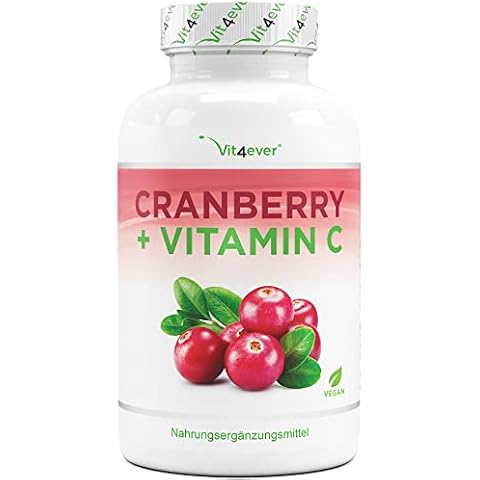 Cranberry Extrakt mit Vitamin C - 240 Kapseln - Premium: Hochdosiert mit 25:1 Extrakt (entspricht 25.000 mg Cranberries pro Tagesportion) - 6% Proanthocyanidine (PAC) - Laborgeprüft - Vegan Cover
