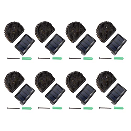 QWUUYEC Lámpara Solar LED de Pared, 8 Unidades, Luz Decorativa Exterior con Panel Solar Integrado y Batería Recargable - Luz Dual en Blanco Cálido y Colorida, Impermeable IP44 para Jardí