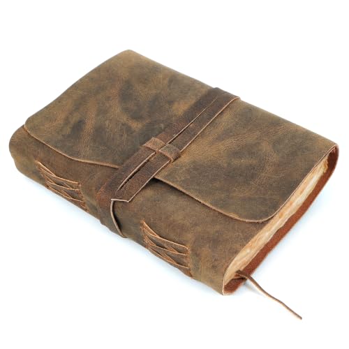Carnet de croquis en cuir véritable marron avec 200 pages 12,7x17,8 cm