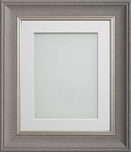 Frame Company Drummond Gunmetal Grey Photo Frame, White Mount, 8x6 for 7x5 inch, fitted with perspex