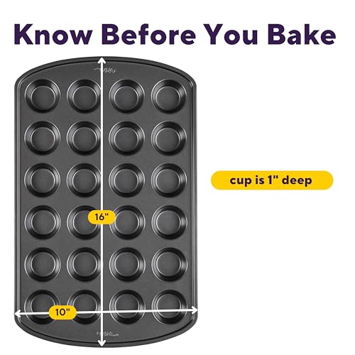 Wilton Gold Non-Stick Bakeware Mini Muffin Pan - Baking Pan for Mini Cupcakes & Muffins - Made Without PFAS - Even Heat Distribution & Scratch Resistant - 16 x 10 x 1 Inch, 24 Cups by Wilton - Image 2