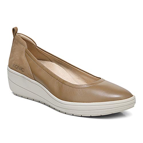Vionic Women's Advantage Jacey Slip On Wedges - Supportive Ladies Platform Wedges That Include Three-Zone Comfort with Orthotic Insole Arch Support, Medium Fit Toffee 9 Medium US