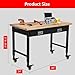 Workbench 48 x 24 Adjustable Height Worktable, Heavy Duty Rubber Wood Top, 2000 LBS Load Capacity, Tool Storage Workstation with Drawer, Pegboard, Power Outlets & Lockable Wheels