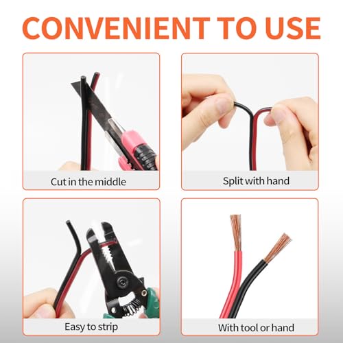 Image of 30FT 16AWG, 16 /2 AWG Red Black Hookup Electrical Wire LED Strips Extension Cord 12V /24V DC Cable, 16 Gauge Wire 2 Conductors Flexible Low Voltage Cable for in-Home, Autos, Schools use