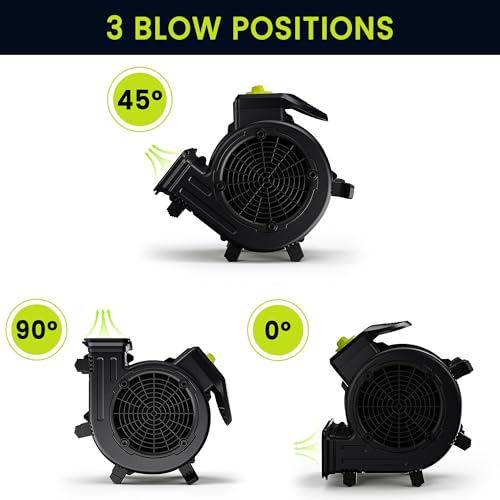 Image of Air Mover, Powerful 100W Carpet Dryer for Cooling, 550 CFM Floor Drying Fan with 4-Speed & 3 Blowing Positions, Floor Blower For Janitorial, Plumbing, Home, Commercial, Industrial Use