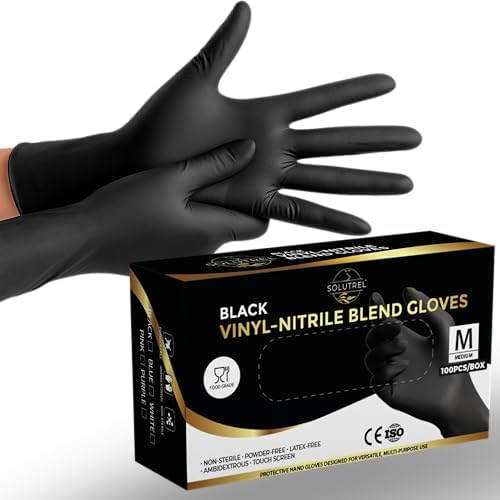 Black Vinyl-Nitrile Disposable Gloves, 4.5mil - 100 Count, Latex ...