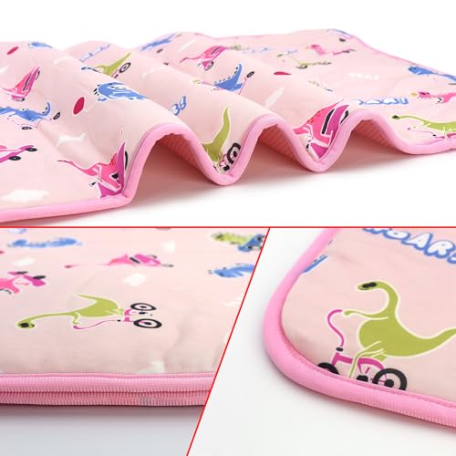 Image of NACOCO Summer Pet Cooling Mat - Cat Dog Cushion Pad Sleeping Cool Dinosaurs Comfortable Soft for Pets Kids and Adults (Pink Dinosaur, S)