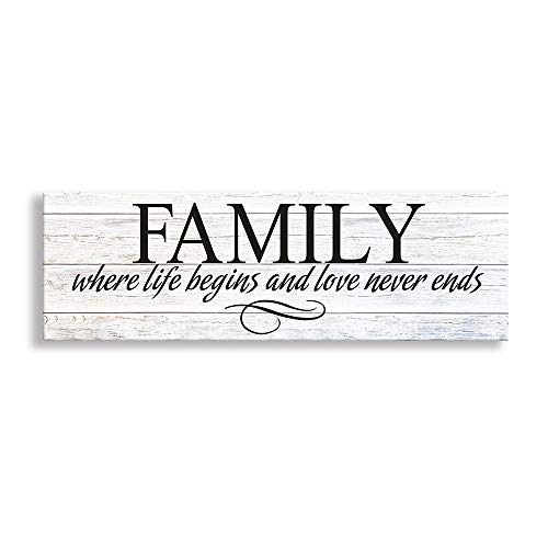 Inspirational Motto Canvas Wall Art,Family Prints Signs Framed, Retro Artwork Decoration for Bedroom, Living Room, Home Wall Decor (5.5 X 16 inch, Family)